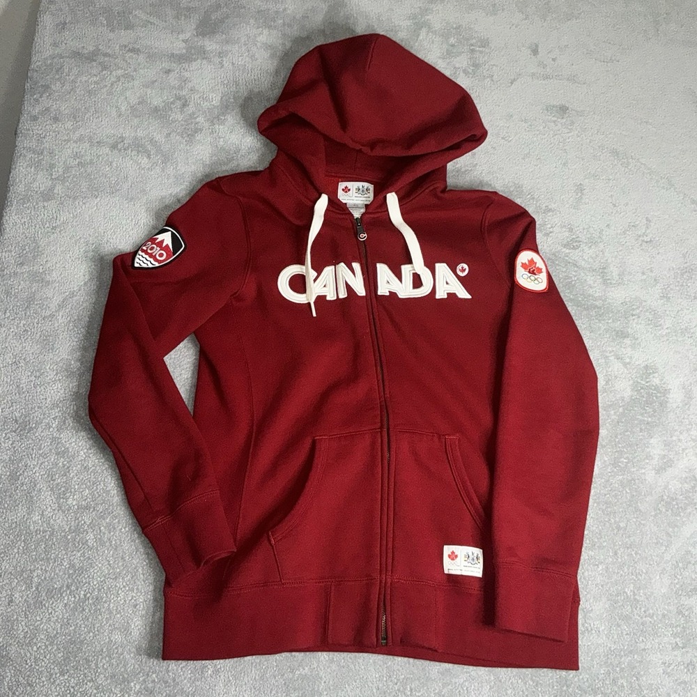 Hudson's Bay Canada Hoodie Sweatshirt Womens M Red Full Zip 2010 Olympics
